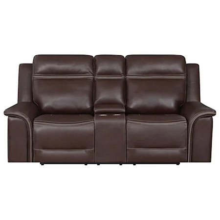 Contemporary Leather Motion Console Loveseat